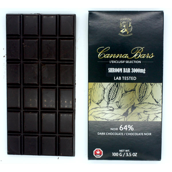 popeyes extractions 3000mg shroom bar in dark chocolate packaging and product