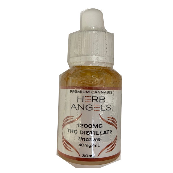 herb angels 1200mg thc distillate tincture bottle