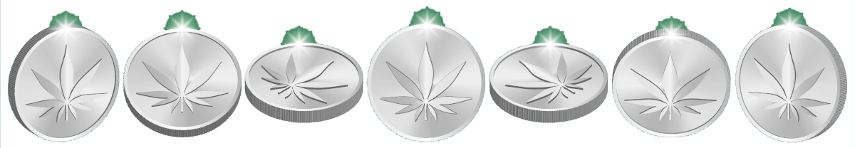 coins with cannabis leaf
