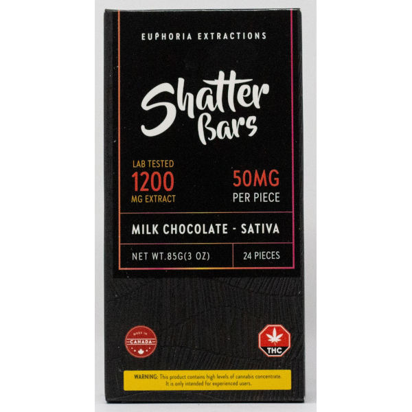 1200 mg shatter bar milk chocolate front