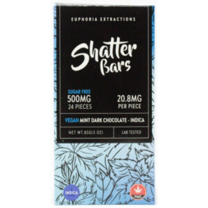 500mg indica thc mint dark chocolate shatter bar package front