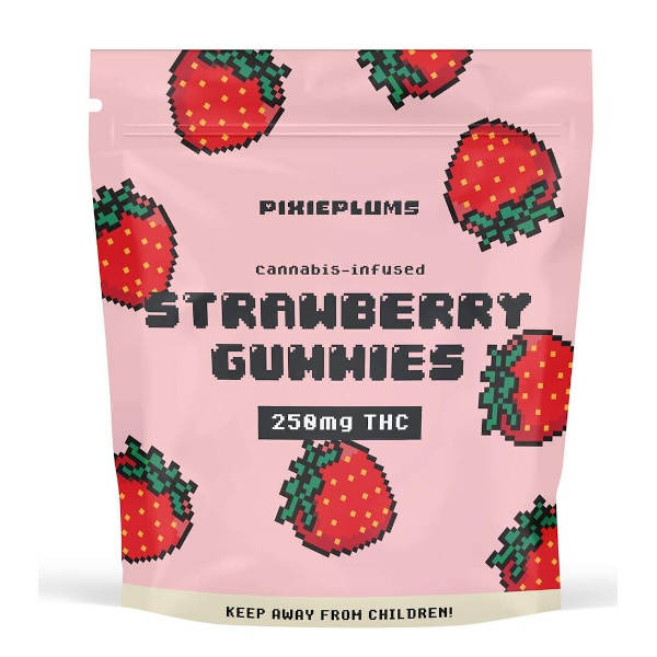 pixieplums strawberry gummies package