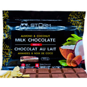 storm extracts milk chocolate with almond and coconut and 1800mg THC packaging