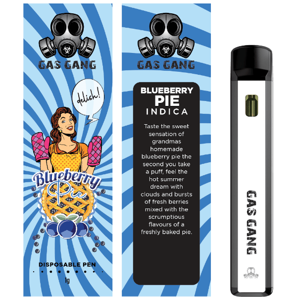 gas gang blueberry pie vape pen and packaging