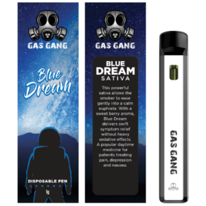 gas gang blue dream sativa vape pen and packaging