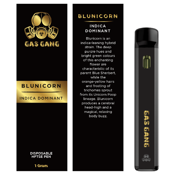 gas gang blunicorn vape pen and packaging