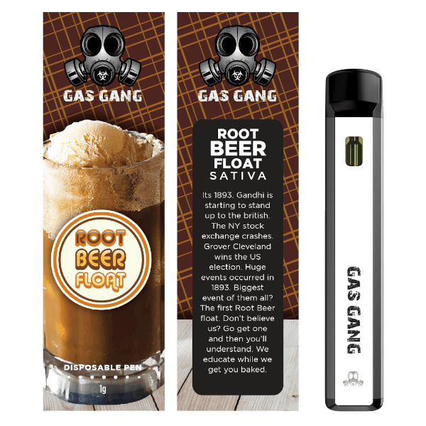 gas gang root beer float vape pen and packaging