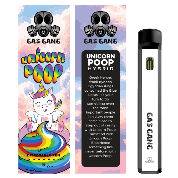 gas gang unicorn poop vape pen and packaging
